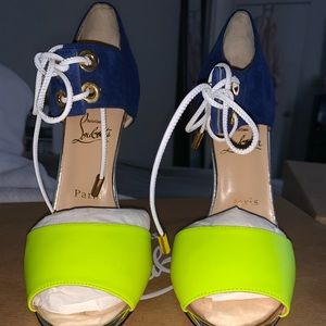 Christian Louboutin Mayerling- lime green and blue- BRAND NEW NEVER WORN!!!